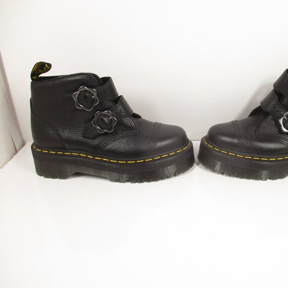 Dr. Martens AirWair Devon Black Grain Leather Buckle Boots Women’s US Size 8 - Picture 4 of 14
